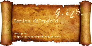 Gerics Árpád névjegykártya
